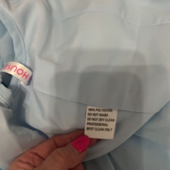 JJ’S House Formal Womans Dress Blue Scoop Neck Flutter Sleeve Maxi Sheer Lined - Picture 10 of 11